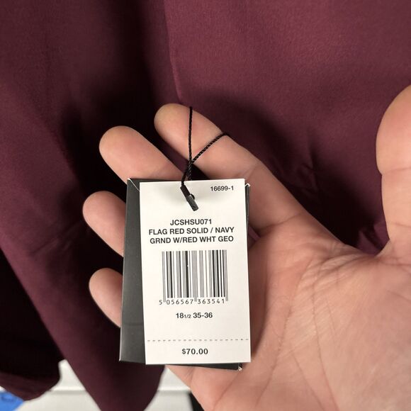 Shaquille O’neal XLG Mens Burgundy Long Sleeve Button Up Shirt Sz 18.5 35/36 NWT - Picture 2 of 6